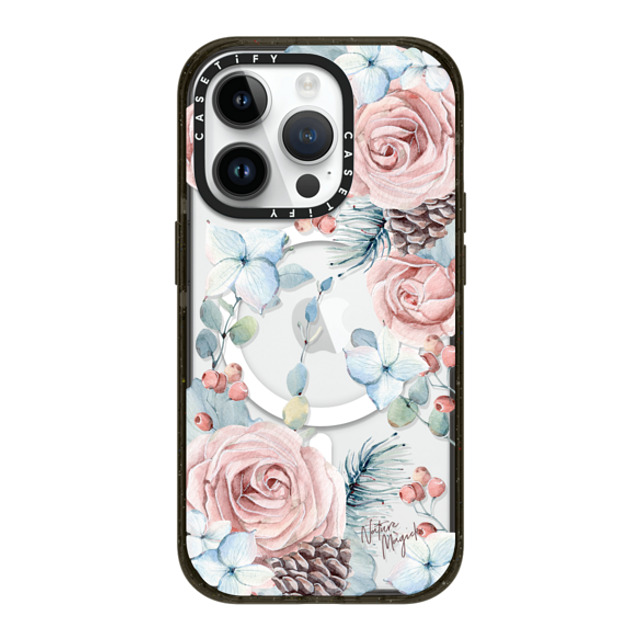 Nature Magick x CASETiFY iPhone 14 Pro ケース ブラック インパクトケース MagSafe対応 Winter Woods Roses in the Forest by Nature Magick