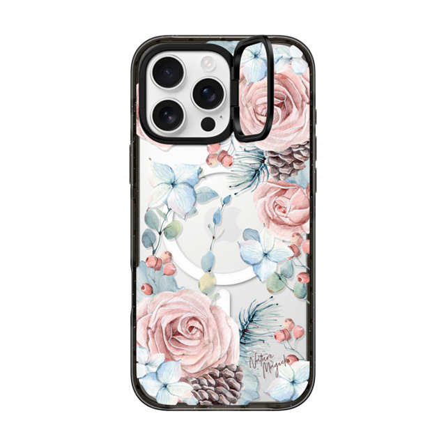 Nature Magick x CASETiFY iPhone 16 Pro Max ケース ブラック インパクトリングスタンドケース MagSafe対応 Winter Woods Roses in the Forest by Nature Magick