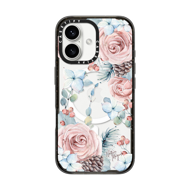 Nature Magick x CASETiFY iPhone 16 ケース ブラック インパクトケース MagSafe対応 Winter Woods Roses in the Forest by Nature Magick