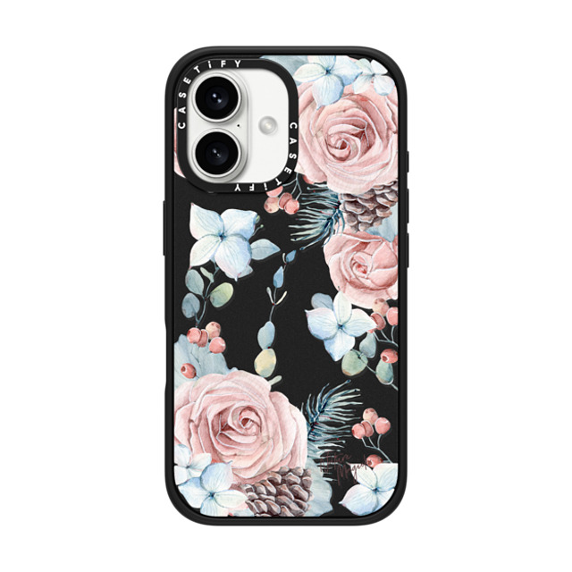 Nature Magick x CASETiFY iPhone 16 ケース マットブラック インパクトケース MagSafe対応 Winter Woods Roses in the Forest by Nature Magick