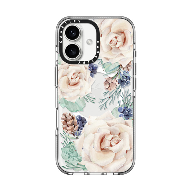 Nature Magick x CASETiFY iPhone 16 Case Floral,Christmas Clear Clear Case MagSafe Compatible Winter Floral Woods Cream Roses, Pinecones and Berries by Nature Magick Father's Day Nature Magick x CASETiFY iPhone 16 Case Floral,Christmas Clear Clear Case MagSafe Compatible Winter Floral Woods Cream Roses, Pinecones and Berries by Nature Magick Father's Day