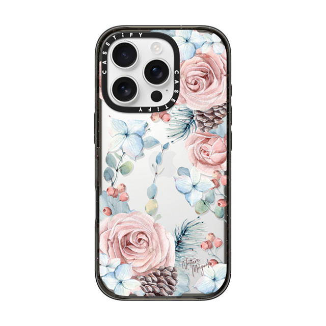 Nature Magick x CASETiFY iPhone 16 Pro ケース ブラック インパクトケース Winter Woods Roses in the Forest by Nature Magick