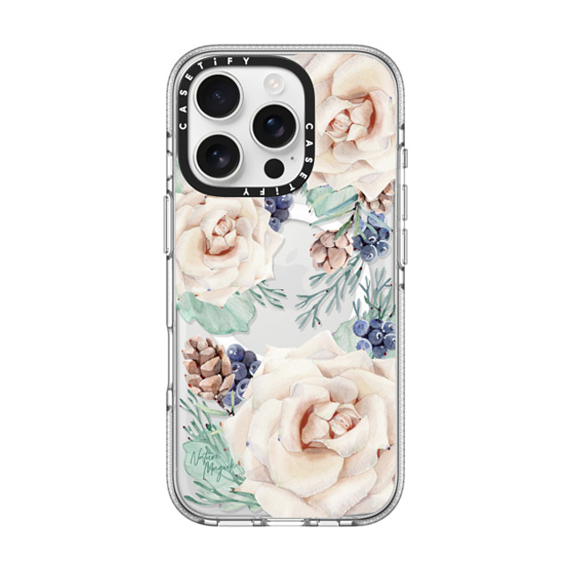 Nature Magick x CASETiFY iPhone 16 Pro ケース Floral,Christmas クリア クリア ケース MagSafe対応 Winter Floral Woods Cream Roses, Pinecones and Berries by Nature Magick Back to School Nature Magick x CASETiFY iPhone 16 Pro ケース Floral,Christmas クリア クリア ケース MagSafe対応 Winter Floral Woods Cream Roses, Pinecones and Berries by Nature Magick Back to School