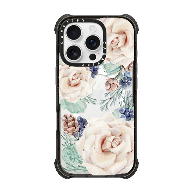 Nature Magick x CASETiFY iPhone 16 Pro Case Floral,Christmas Black ウルトラ インパクトケース MagSafe 対応 Winter Floral Woods Cream Roses, Pinecones and Berries by Nature Magick Father's Day Nature Magick x CASETiFY iPhone 16 Pro Case Floral,Christmas Black ウルトラ インパクトケース MagSafe 対応 Winter Floral Woods Cream Roses, Pinecones and Berries by Nature Magick Father's Day