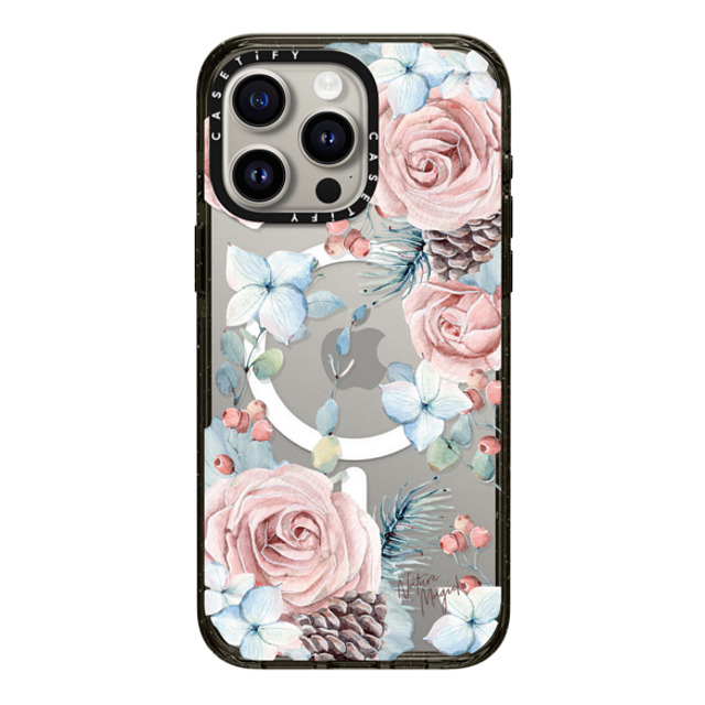 Nature Magick x CASETiFY iPhone 15 Pro Max ケース ブラック インパクトケース MagSafe対応 Winter Woods Roses in the Forest by Nature Magick