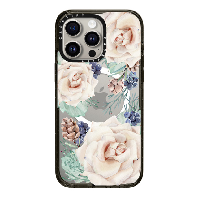 Nature Magick x CASETiFY iPhone 15 Pro Max Case Floral,Christmas Black Impact Case MagSafe Compatible Winter Floral Woods Cream Roses, Pinecones and Berries by Nature Magick Mother's Day Nature Magick x CASETiFY iPhone 15 Pro Max Case Floral,Christmas Black Impact Case MagSafe Compatible Winter Floral Woods Cream Roses, Pinecones and Berries by Nature Magick Mother's Day