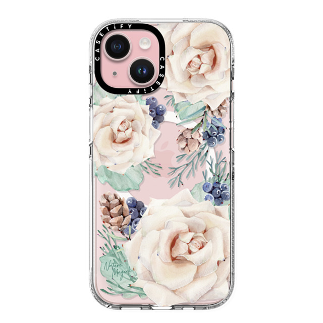 Nature Magick x CASETiFY iPhone 15 Case Floral,Christmas Clear Clear Case MagSafe Compatible Winter Floral Woods Cream Roses, Pinecones and Berries by Nature Magick Mother's Day Nature Magick x CASETiFY iPhone 15 Case Floral,Christmas Clear Clear Case MagSafe Compatible Winter Floral Woods Cream Roses, Pinecones and Berries by Nature Magick Mother's Day
