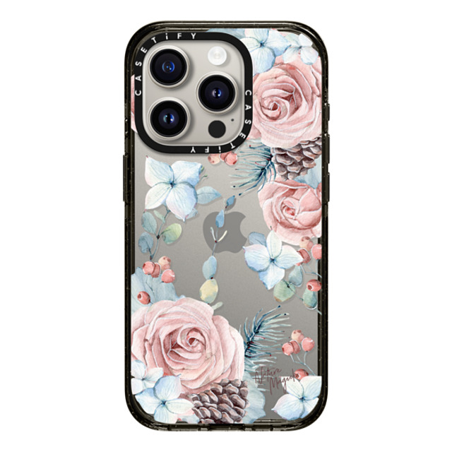 Nature Magick x CASETiFY iPhone 15 Pro ケース ブラック インパクトケース Winter Woods Roses in the Forest by Nature Magick