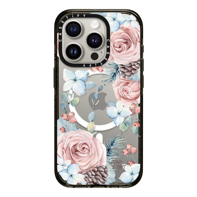 Nature Magick x CASETiFY iPhone 15 Pro ケース ブラック インパクトケース MagSafe対応 Winter Woods Roses in the Forest by Nature Magick