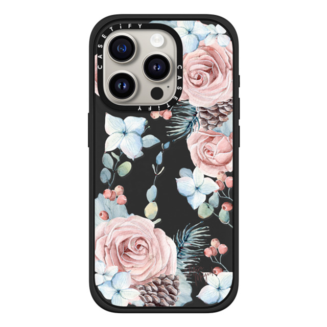 Nature Magick x CASETiFY iPhone 15 Pro ケース マットブラック インパクトケース MagSafe対応 Winter Woods Roses in the Forest by Nature Magick