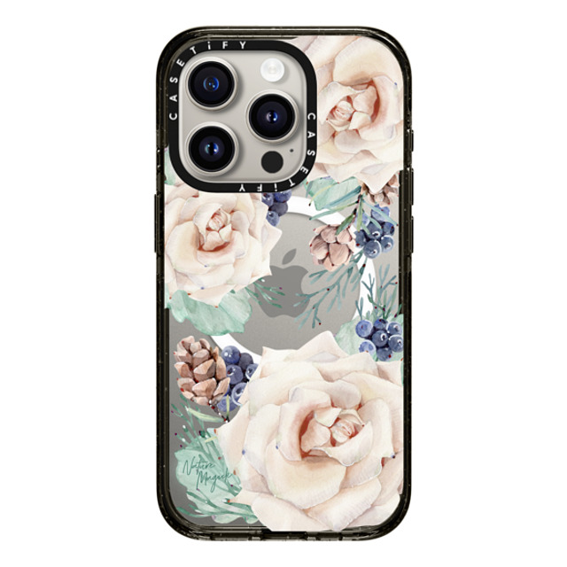 Nature Magick x CASETiFY iPhone 15 Pro Case Floral,Christmas Black Impact Case MagSafe Compatible Winter Floral Woods Cream Roses, Pinecones and Berries by Nature Magick Mother's Day Nature Magick x CASETiFY iPhone 15 Pro Case Floral,Christmas Black Impact Case MagSafe Compatible Winter Floral Woods Cream Roses, Pinecones and Berries by Nature Magick Mother's Day
