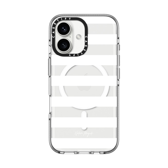 Nature Magick x CASETiFY iPhone 16 Case クリア クリア ケース MagSafe対応 Simply Striped by Nature Magick - White + Clear Back to School Nature Magick x CASETiFY iPhone 16 Case クリア クリア ケース MagSafe対応 Simply Striped by Nature Magick - White + Clear Back to School