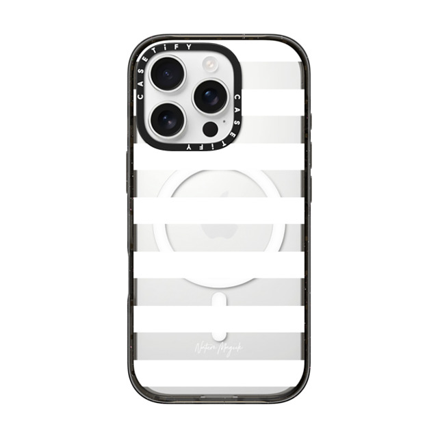 Nature Magick x CASETiFY iPhone 16 Pro Case Black Impact Case MagSafe Compatible Simply Striped by Nature Magick - White + Clear Back to School Nature Magick x CASETiFY iPhone 16 Pro Case Black Impact Case MagSafe Compatible Simply Striped by Nature Magick - White + Clear Back to School