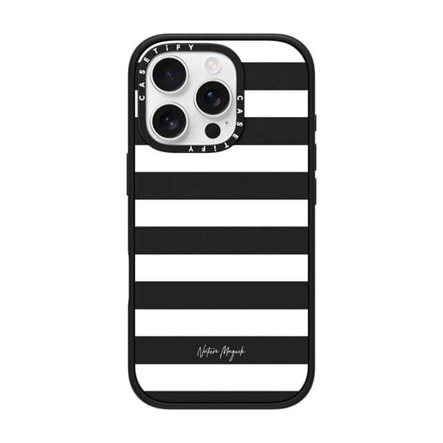 Nature Magick x CASETiFY iPhone 16 Pro Case Matte Black Impact Case MagSafe Compatible Simply Striped by Nature Magick - White + Clear Back to School Nature Magick x CASETiFY iPhone 16 Pro Case Matte Black Impact Case MagSafe Compatible Simply Striped by Nature Magick - White + Clear Back to School