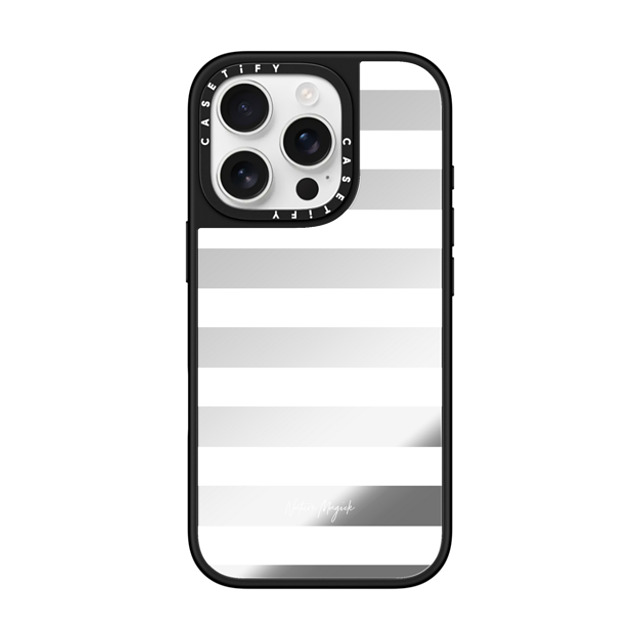Nature Magick x CASETiFY iPhone 16 Pro ケース Silver on Black ミラーケース MagSafe対応 Simply Striped by Nature Magick - White + Clear Father's Day Nature Magick x CASETiFY iPhone 16 Pro ケース Silver on Black ミラーケース MagSafe対応 Simply Striped by Nature Magick - White + Clear Father's Day