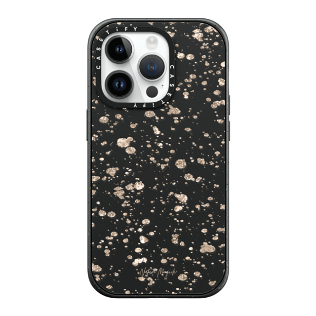 Nature Magick x CASETiFY iPhone 14 Pro ケース マットブラック インパクトケース MagSafe対応 Modern Art by Nature Magick - Glitter Gold + Clear