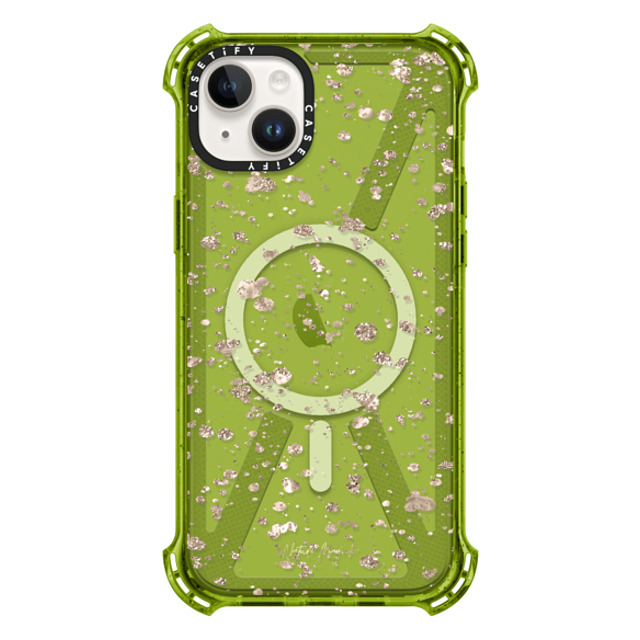 Nature Magick x CASETiFY iPhone 14 Plus ケース Kiwi バウンスケース Modern Art by Nature Magick - Glitter Gold + Clear