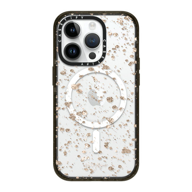 Nature Magick x CASETiFY iPhone 14 Pro ケース ブラック インパクトケース MagSafe対応 Modern Art by Nature Magick - Glitter Gold + Clear