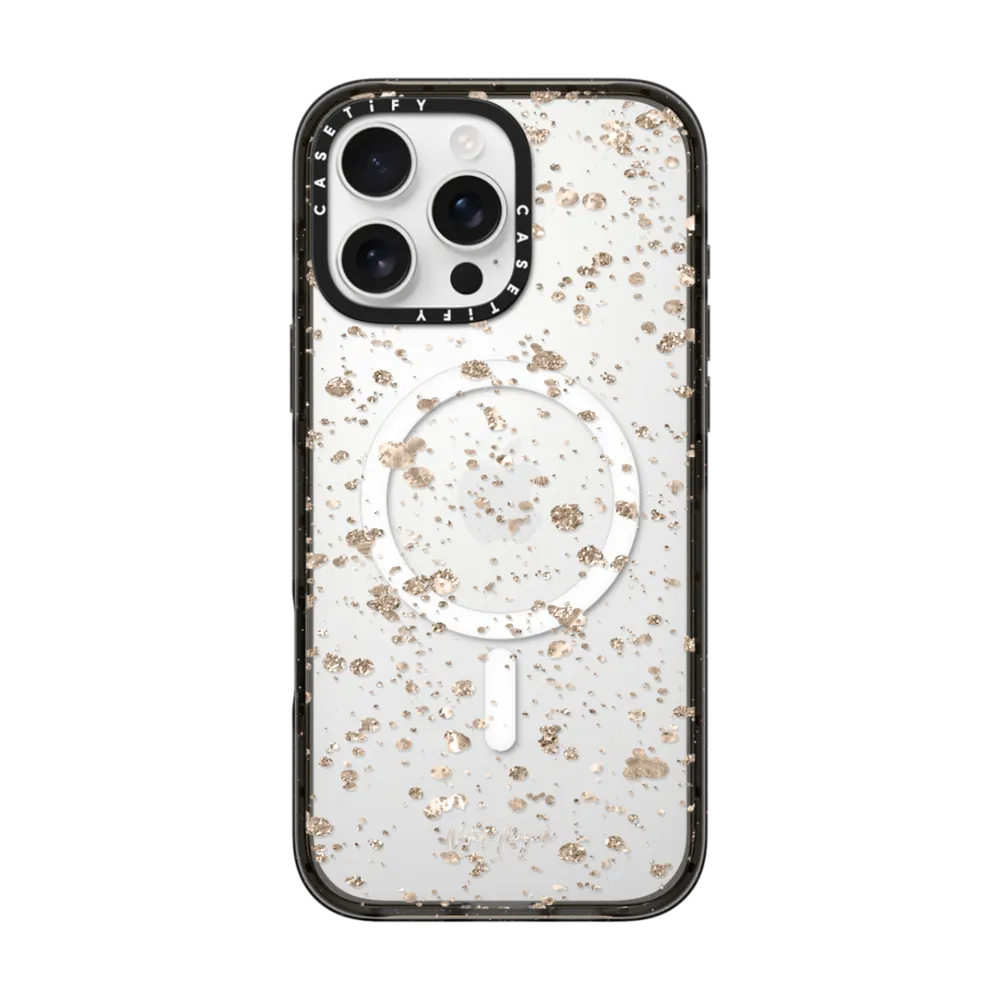 Impact iPhone 16 Pro Max Case MagSafe Compatible - Modern Art by Nature Magick - Glitter Gold + Clear