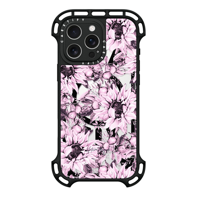 Nature Magick x CASETiFY iPhone 16 Pro Max ケース ブラック ウルトラ バウンスケース MagSafe対応 Pink Sunflowers Watercolor Floral Flowers by Nature Magick