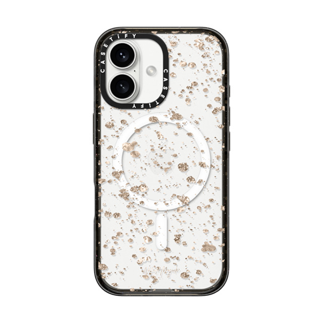 Nature Magick x CASETiFY iPhone 16 ケース ブラック インパクトケース MagSafe対応 Modern Art by Nature Magick - Glitter Gold + Clear