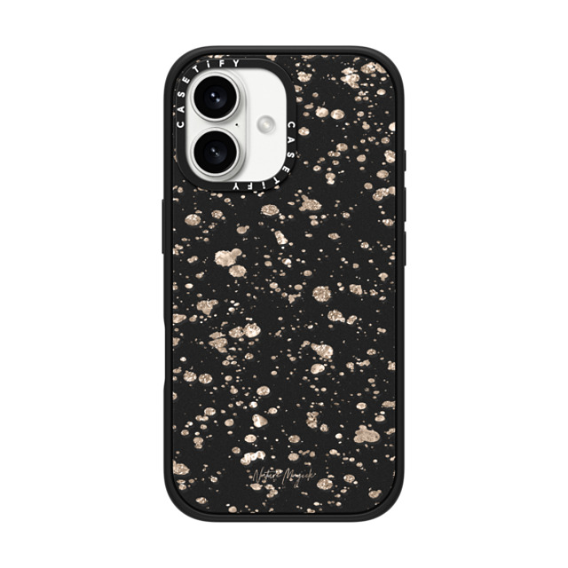 Nature Magick x CASETiFY iPhone 16 ケース マットブラック インパクトケース MagSafe対応 Modern Art by Nature Magick - Glitter Gold + Clear
