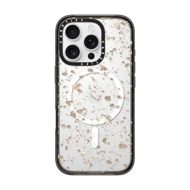 Nature Magick x CASETiFY iPhone 16 Pro ケース ブラック インパクトケース MagSafe対応 Modern Art by Nature Magick - Glitter Gold + Clear