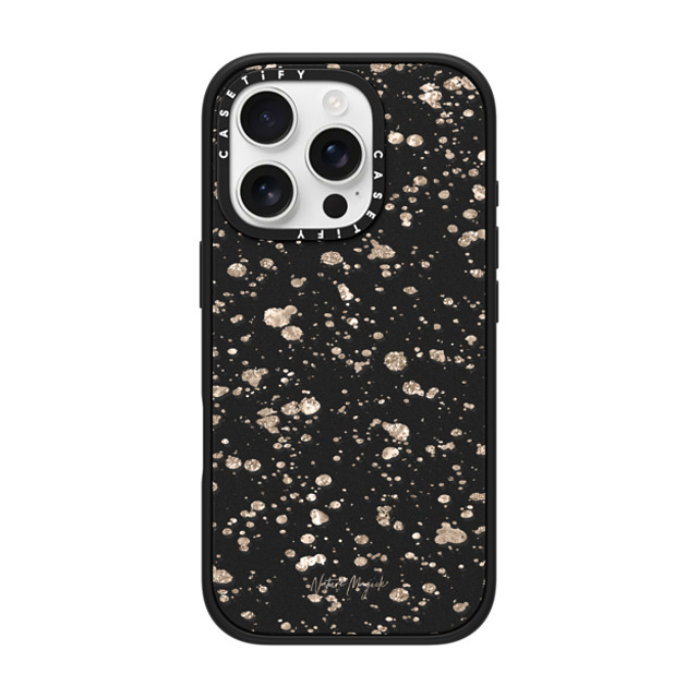 Nature Magick x CASETiFY iPhone 16 Pro ケース マットブラック インパクトケース MagSafe対応 Modern Art by Nature Magick - Glitter Gold + Clear