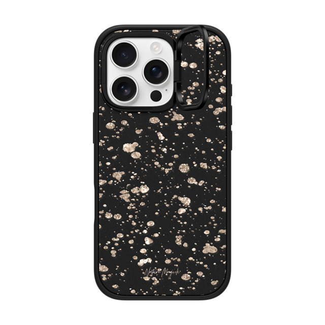 Nature Magick x CASETiFY iPhone 16 Pro ケース マットブラック インパクトリングスタンドケース MagSafe対応 Modern Art by Nature Magick - Glitter Gold + Clear