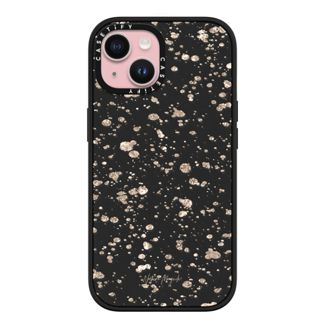 Nature Magick x CASETiFY iPhone 15 ケース マットブラック インパクトケース MagSafe対応 Modern Art by Nature Magick - Glitter Gold + Clear