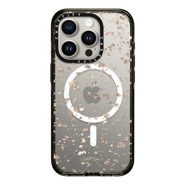 Nature Magick x CASETiFY iPhone 15 Pro ケース ブラック インパクトケース MagSafe対応 Modern Art by Nature Magick - Glitter Gold + Clear