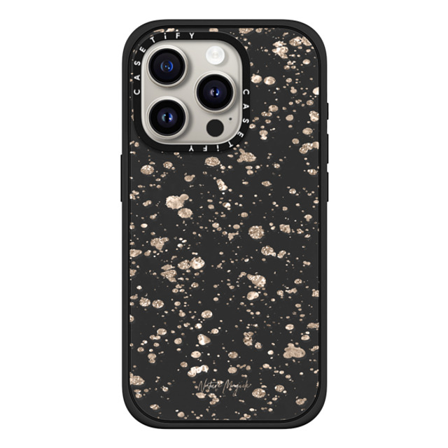 Nature Magick x CASETiFY iPhone 15 Pro ケース マットブラック インパクトケース MagSafe対応 Modern Art by Nature Magick - Glitter Gold + Clear