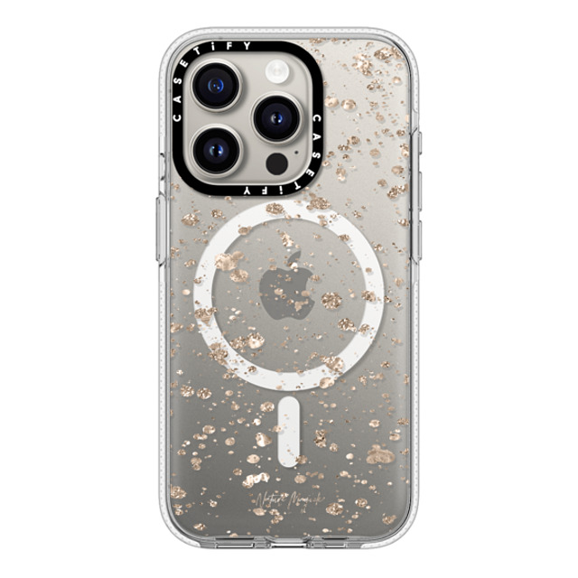 Nature Magick x CASETiFY iPhone 15 Pro ケース クリア クリア ケース MagSafe対応 Modern Art by Nature Magick - Glitter Gold + Clear