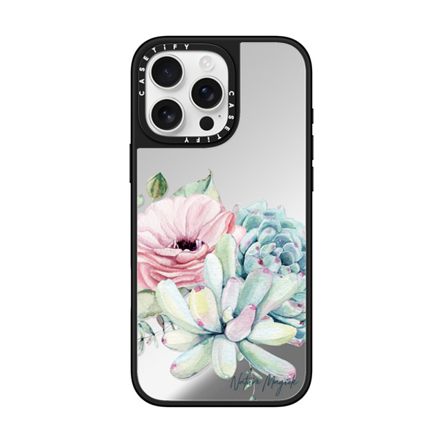 Nature Magick x CASETiFY iPhone 16 Pro Max ケース Silver on Black ミラーケース MagSafe対応 Simply Succulents by Nature Magick Nature Magick x CASETiFY iPhone 16 Pro Max ケース Silver on Black ミラーケース MagSafe対応 Simply Succulents by Nature Magick