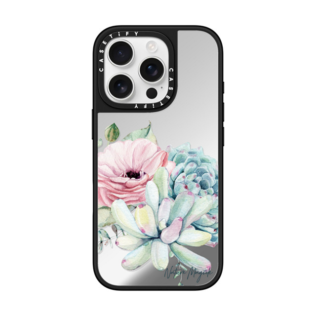 Nature Magick x CASETiFY iPhone 16 Pro ケース Silver on Black ミラーケース MagSafe対応 Simply Succulents by Nature Magick Nature Magick x CASETiFY iPhone 16 Pro ケース Silver on Black ミラーケース MagSafe対応 Simply Succulents by Nature Magick