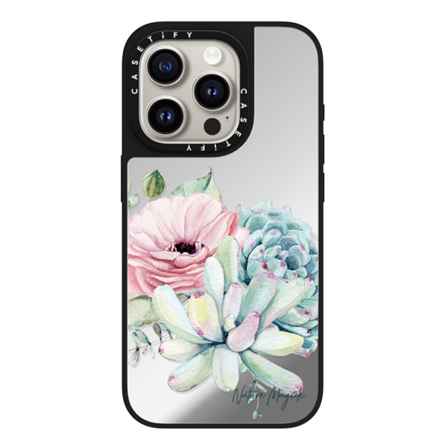 Nature Magick x CASETiFY iPhone 15 Pro ケース Silver on Black ミラーケース MagSafe対応 Simply Succulents by Nature Magick Nature Magick x CASETiFY iPhone 15 Pro ケース Silver on Black ミラーケース MagSafe対応 Simply Succulents by Nature Magick