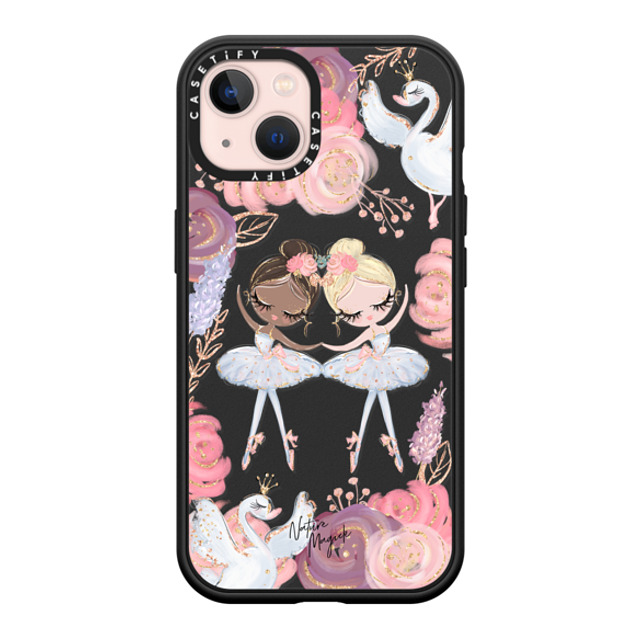 Nature Magick x CASETiFY iPhone 13 ケース マットブラック インパクトケース MagSafe対応 Swan Lake Ballet Roses and Ballerinas by Nature Magick