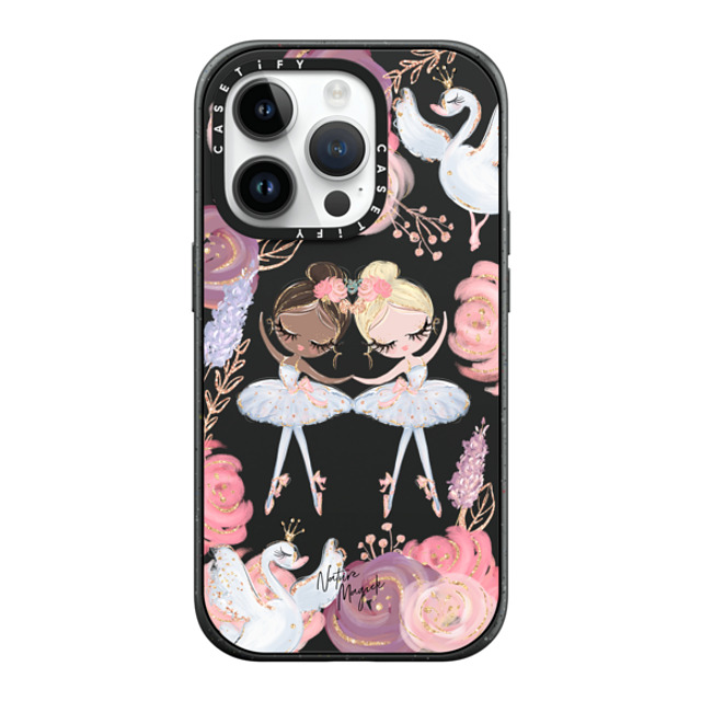 Nature Magick x CASETiFY iPhone 14 Pro ケース マットブラック インパクトケース MagSafe対応 Swan Lake Ballet Roses and Ballerinas by Nature Magick