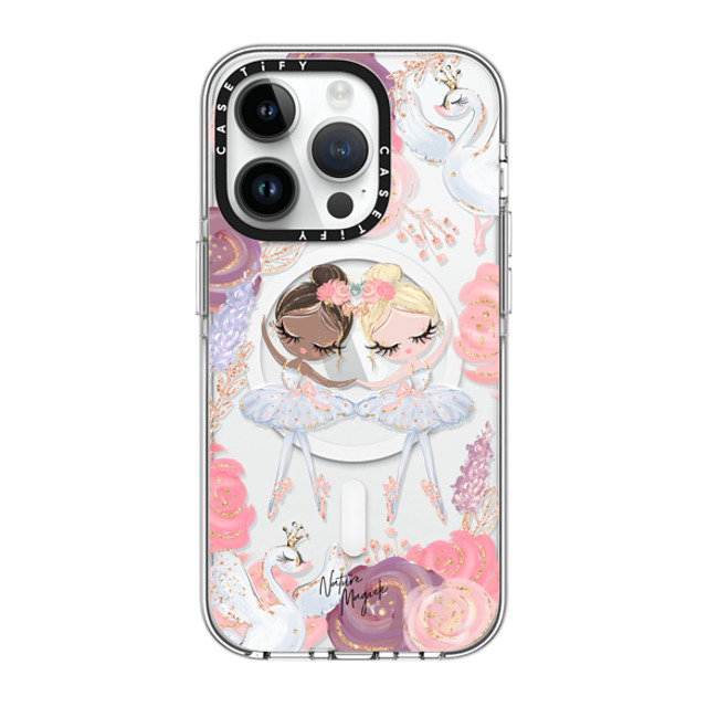 Nature Magick x CASETiFY iPhone 14 Pro ケース クリア クリア ケース MagSafe対応 Swan Lake Ballet Roses and Ballerinas by Nature Magick