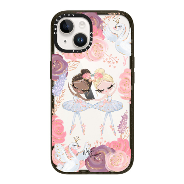 Nature Magick x CASETiFY iPhone 14 ケース ブラック インパクトケース Swan Lake Ballet Roses and Ballerinas by Nature Magick