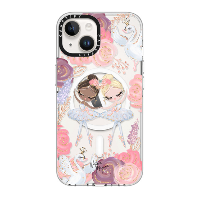 Nature Magick x CASETiFY iPhone 14 ケース クリア クリア ケース MagSafe対応 Swan Lake Ballet Roses and Ballerinas by Nature Magick