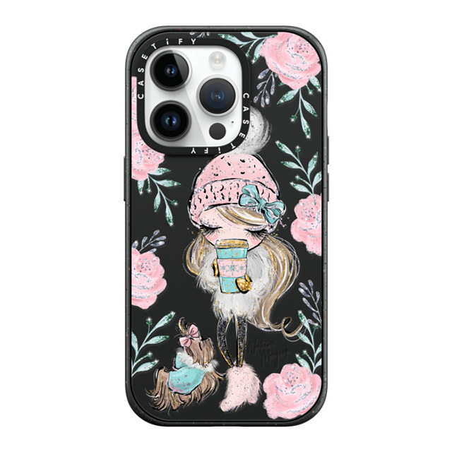 Nature Magick x CASETiFY iPhone 14 Pro ケース マットブラック インパクトケース MagSafe対応 Best Friends on a Winter Walk - A Girl and Her Dog by Nature Magick