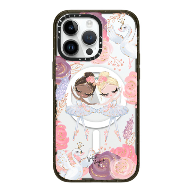 Nature Magick x CASETiFY iPhone 14 Pro Max ケース ブラック インパクトケース MagSafe対応 Swan Lake Ballet Roses and Ballerinas by Nature Magick