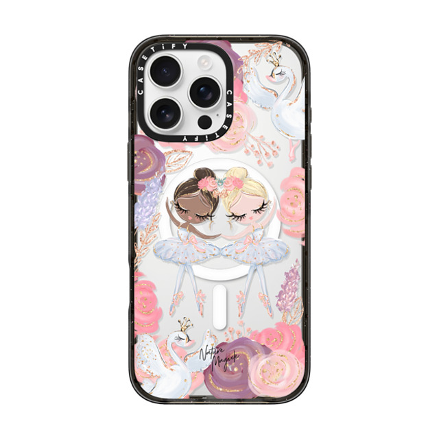 Nature Magick x CASETiFY iPhone 16 Pro Max ケース ブラック インパクトケース MagSafe対応 Swan Lake Ballet Roses and Ballerinas by Nature Magick