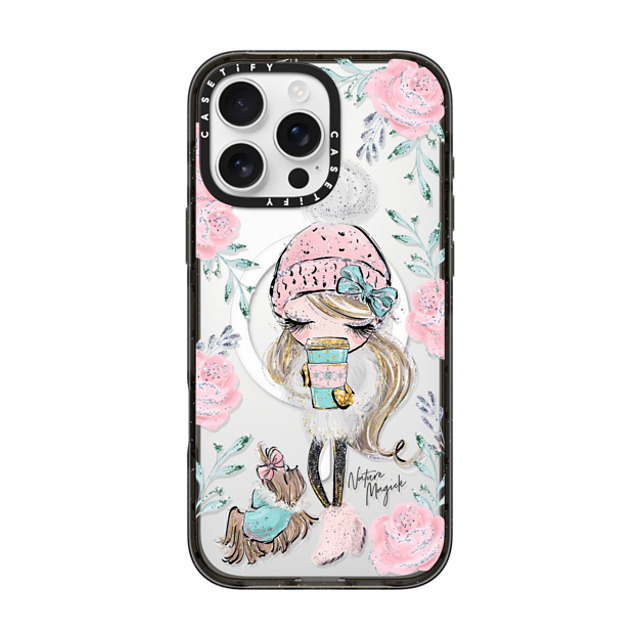 Nature Magick x CASETiFY iPhone 16 Pro Max ケース ブラック インパクトケース MagSafe対応 Best Friends on a Winter Walk - A Girl and Her Dog by Nature Magick