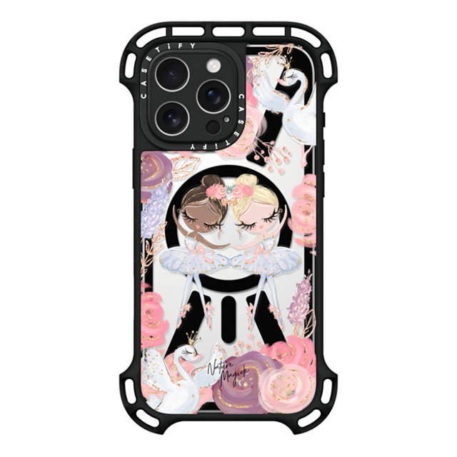 Nature Magick x CASETiFY iPhone 16 Pro Max ケース ブラック ウルトラ バウンスケース MagSafe対応 Swan Lake Ballet Roses and Ballerinas by Nature Magick