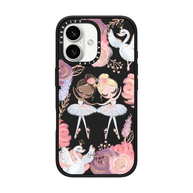 Nature Magick x CASETiFY iPhone 16 ケース マットブラック インパクトケース MagSafe対応 Swan Lake Ballet Roses and Ballerinas by Nature Magick
