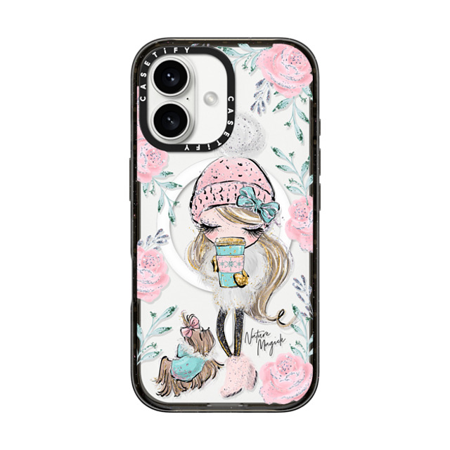 Nature Magick x CASETiFY iPhone 16 ケース ブラック インパクトケース MagSafe対応 Best Friends on a Winter Walk - A Girl and Her Dog by Nature Magick