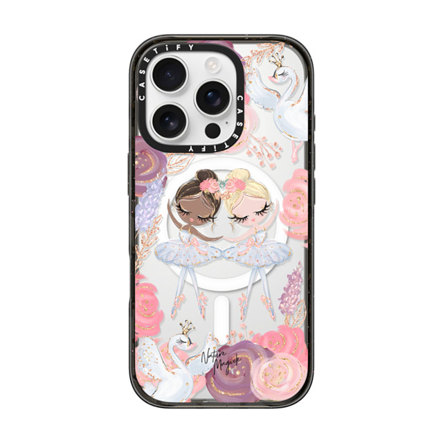 Nature Magick x CASETiFY iPhone 16 Pro ケース ブラック インパクトケース MagSafe対応 Swan Lake Ballet Roses and Ballerinas by Nature Magick