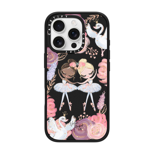 Nature Magick x CASETiFY iPhone 16 Pro ケース マットブラック インパクトケース MagSafe対応 Swan Lake Ballet Roses and Ballerinas by Nature Magick